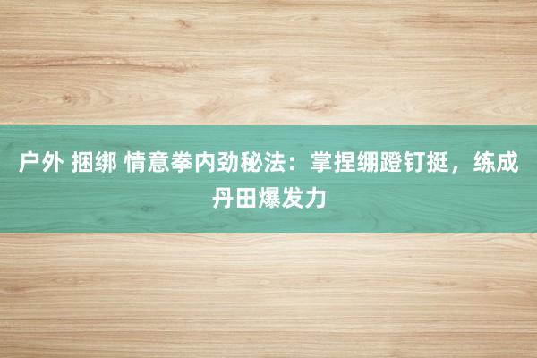 户外 捆绑 情意拳内劲秘法：掌捏绷蹬钉挺，练成丹田爆发力